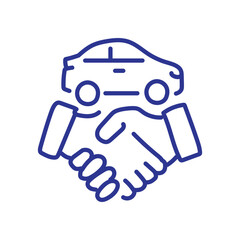 Handshake under a car symbolizing a successful auto purchase or partnership