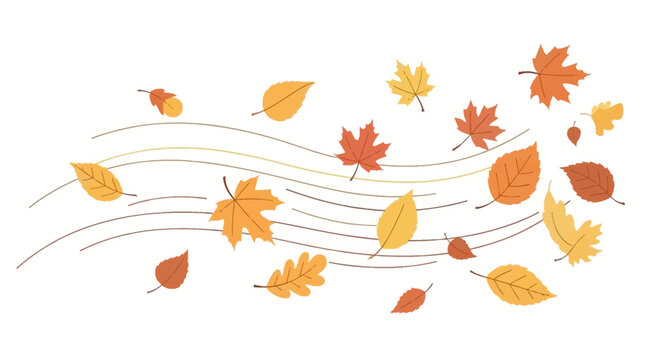 Autumnal Wind A Vector Illustration Depicting Leaves Blowing in the Breeze and Seasonal Changes