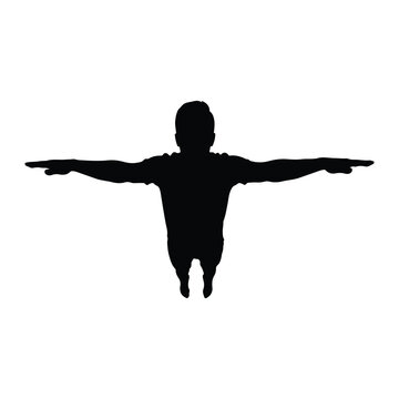 Silhouette of a man with arms outstretched in aT-pose