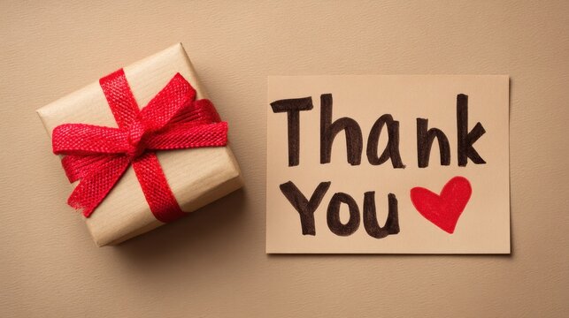 Thoughtful gift package with a handmade thank you card express gratitude and appreciation for a special occasion or heartfelt gesture of kindness and love