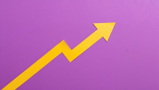 Graph paper with yellow arrows set against a purple background, suitable for editorial header background - Powered by Adobe