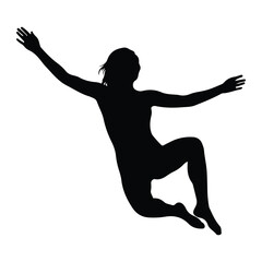 Silhouette of a Person Jumping with Arms Outstretched Keywords: person, jumping, leaping