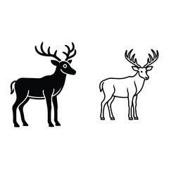 Fototapeta premium Minimal Deer Outline Art – Forest Animal Drawing