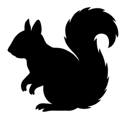 Squirrel Silhouette Illustration. Forest animal clipart