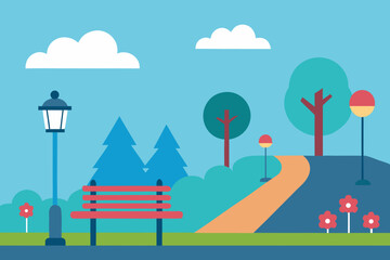 Naklejka premium Bike Path in Park Vector Illustration