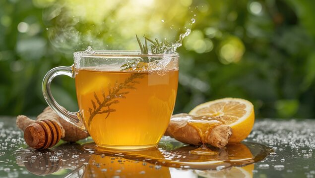 Homemade Lemon Ginger Tea with Organic Honey, beneficial drink choice