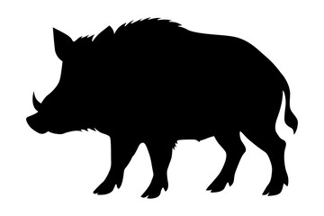 Wild Boar Silhouette Illustration. Forest animal clipart
