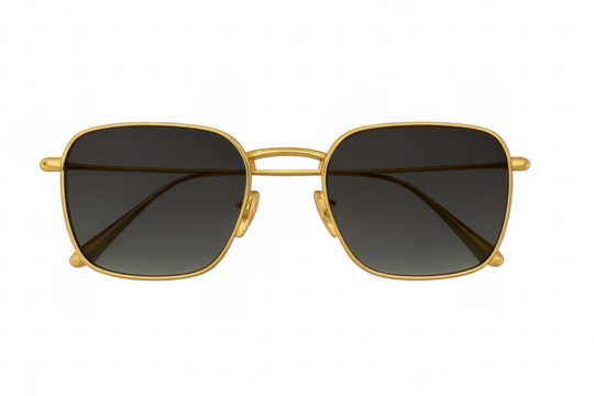 Gold metal frame square sunglasses with gradient lenses