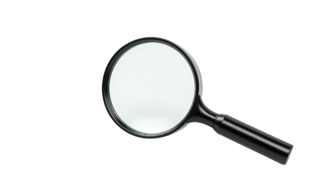Magnifying glass black handle clear lens tool for inspection close up view focus on details search for clarity enhance visibility