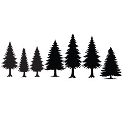 Christmas Black Pine and Fir Trees Vector Illustration