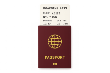 Passport with airline boarding pass for international travel