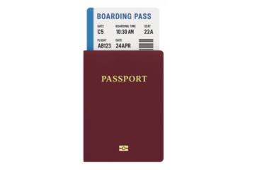 Travel planning with passport and boarding pass