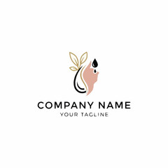 Elegant Logo Design Featuring a Stylized Face with Botanical Elements.