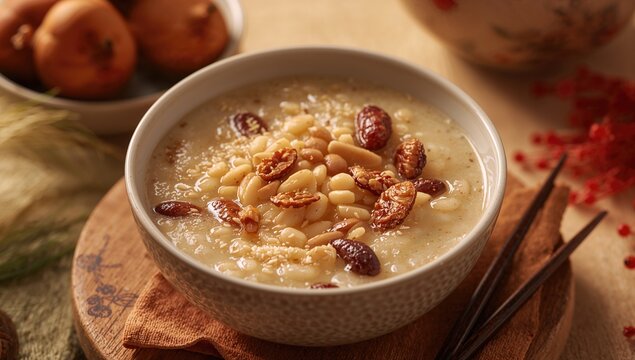 Traditional Chinese porridge, a nutritious breakfast option, highlighting health benefits during Laba Festival