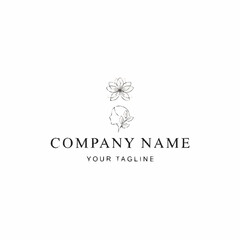 Elegant floral logo design with profile silhouette and company name placeholder.