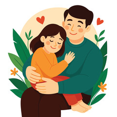 Father and Daughter Illustration Showing Love, Care, and Family Happiness