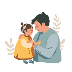 Father and Daughter Illustration Showing Love, Care, and Family Bond