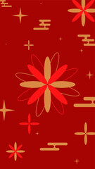 Red Chinese New Year poster background. Minimalis cover with chinese ornament design. Suitable for festive card, print decoration and social media banner. Vector