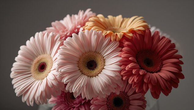 Daisies bouquet featuring close-up gerbera flowers, ideal for editorial header background