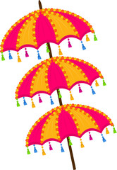 indian wedding decorative floral umbrella for haldi mehendi sangeet ceremony vector illustration