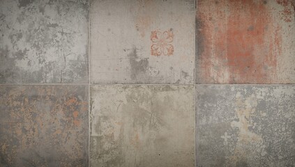 Textured rough cement surface with vintage abstract design