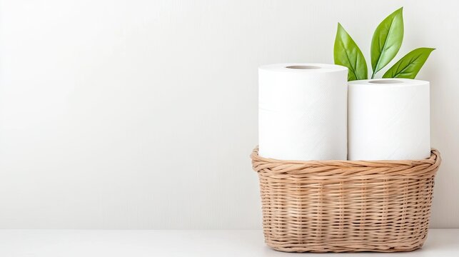 Minimalist bathroom decor featuring soft natural elements and essential household items