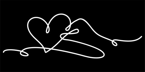Trendy Abstract Line Art Hand With Love Sign Or Shape Of Heart Vector Illustration