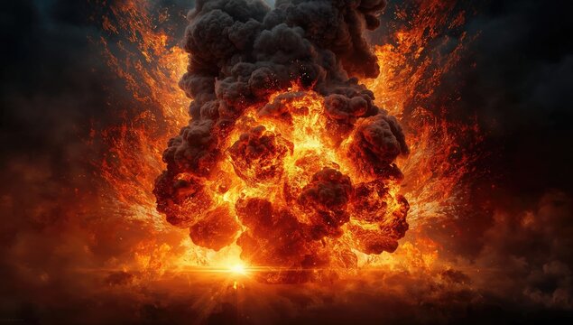 Realistic depiction of a large fire explosion with dense smoke, emphasizing safety risks associated with fire hazards