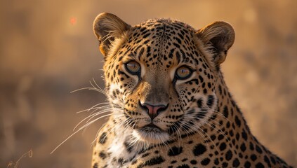 Obraz premium Close-up of a Leopard head, showcasing its striking features, awareness of habitat preservation