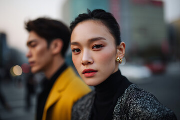 Obraz premium Modern Korean fashion fashionable people.