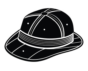 Fototapeta premium Classic Pith Helmet Silhouette Illustration for Adventure and Exploration Design