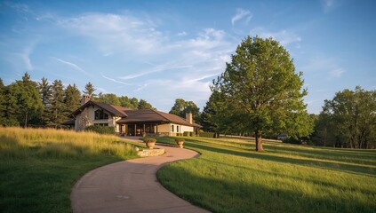 Obraz premium House located in a ranch setting, emphasizing rural lifestyle