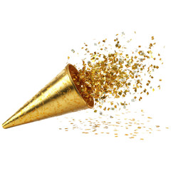 Shiny golden confetti explosion celebration party background festive glittering confetti decor