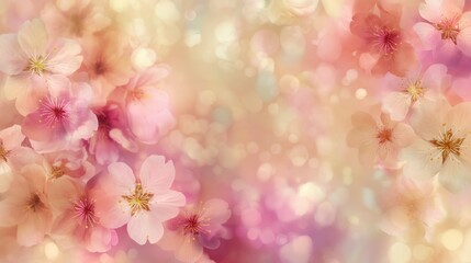 Soft Pink Blossom Background with Gentle Bokeh Effect, Dreamy Floral Composition for Spring and Summer Themes, Perfect for Design and Decoration Needs