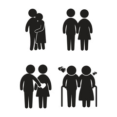 Family icons vector set. concept, caucasian, relationship and girl illustration for web.