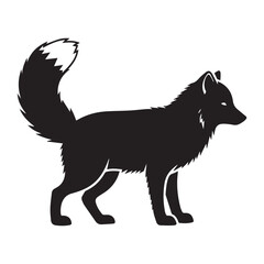 Black Silhouette of an Arctic Fox animal wildlife
