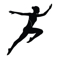 Silhouette of a woman running or leaping forward vector