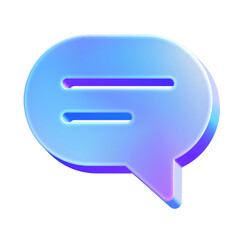 3D chat bubble icon with a vibrant holographic effect and iridescent gradient in blue and purple
