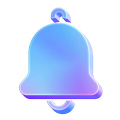 3D notification bell icon with a vibrant holographic effect and iridescent gradient in blue and purple