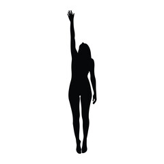 Silhouette of a woman reaching upwards with one arm