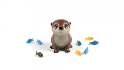 Obraz premium Small otter creature on a plain white background