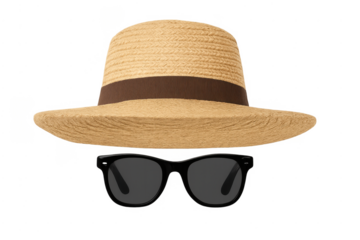 Straw hat and sunglasses invisible person concept