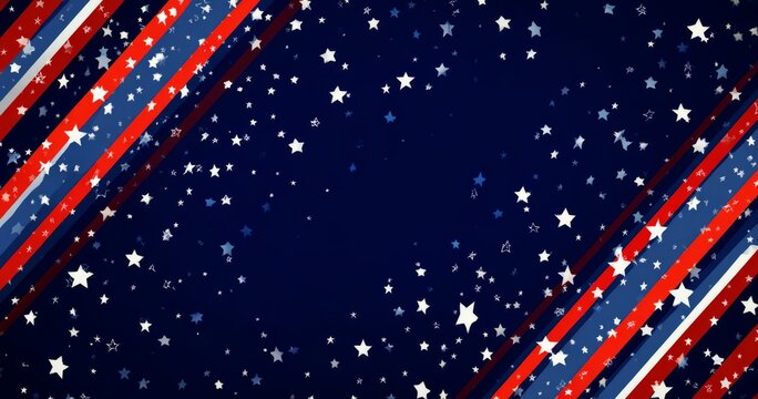 Starry Night Sky with American Flag Stripes on Dark Blue Background for Independence Day