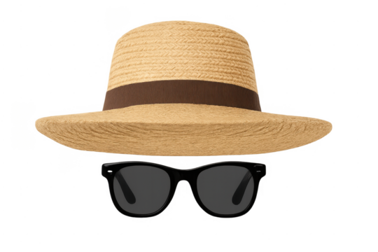 Straw hat and sunglasses invisible person concept