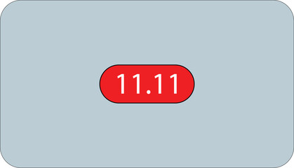 Red and gray color 11.11 sale vector label for online shopping promotions, discounts, and festive offers design, colorful label.