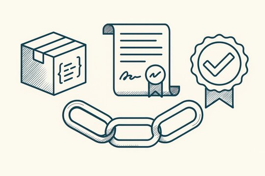 Innovative packaging design including a box contract and certification symbolizing trust and quality assurance in logistics representation of modern supply chain management