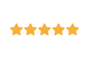 Five gold stars representing excellent customer satisfaction and top quality service on a white background