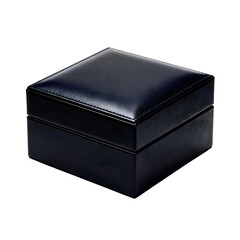 Mysterious dark glossy luxury elegant gift box on transparency background. Shiny closed case waiting for surprise