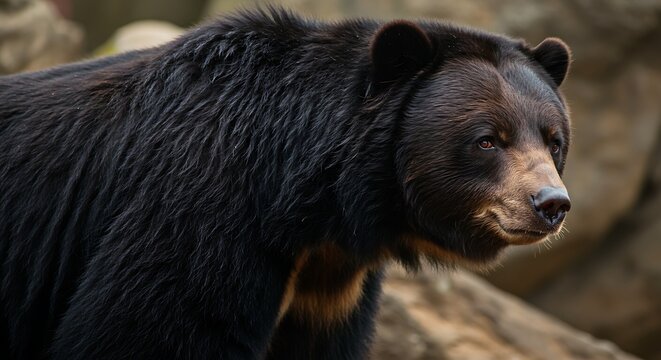 Close up of a black bear in its natural habitat.