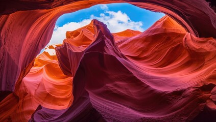 Obraz premium Radiant hues illuminating a renowned slot canyon on Native American land